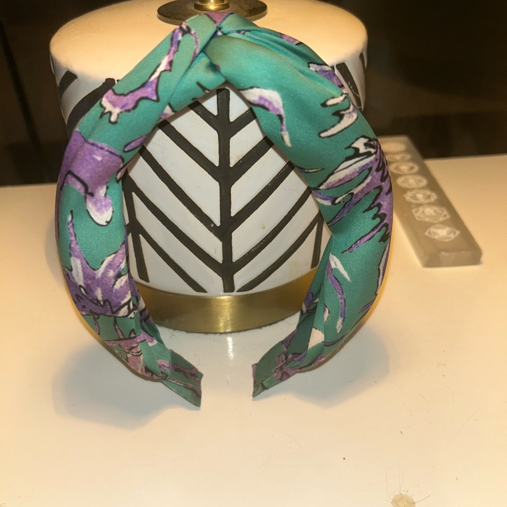 Anthropologie Knotted Headband – Teal & Purple Floral Print - new never worn